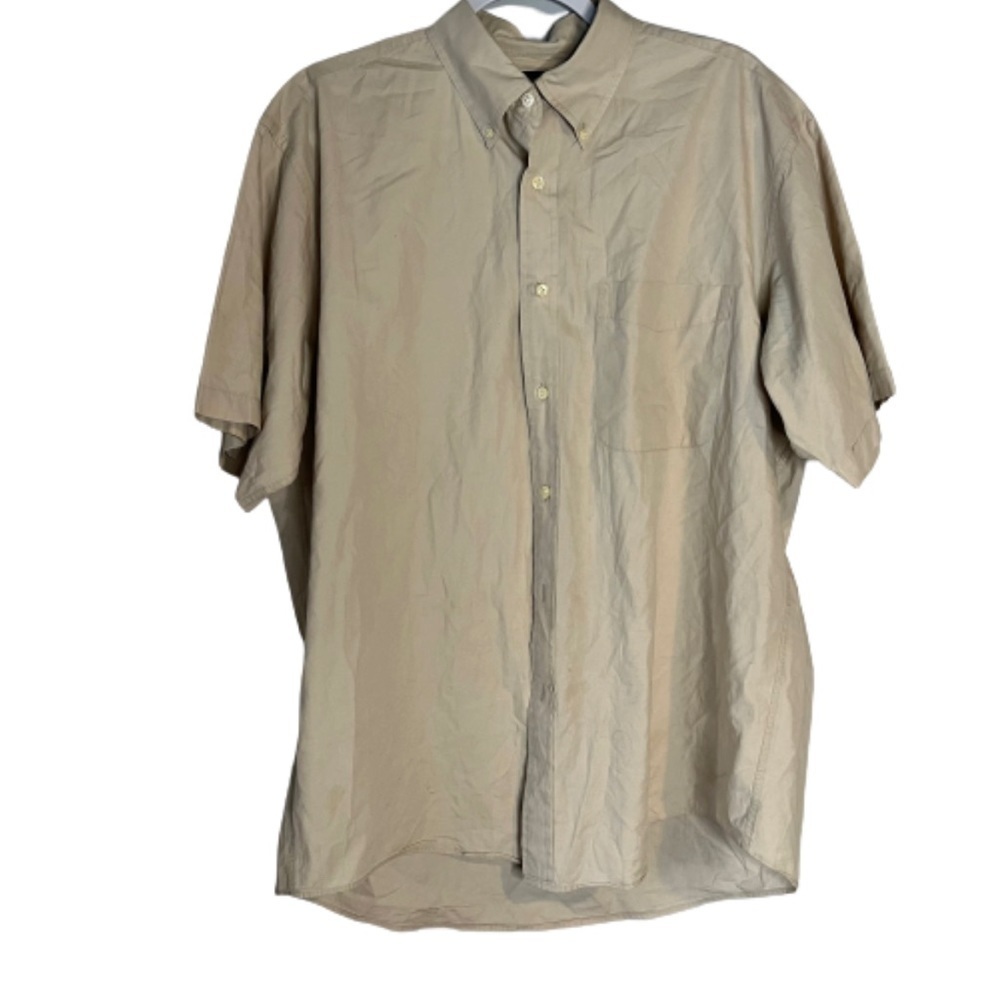 Vintage Jcrew Tan Neutral Button Down Shirt Size L Large Minimalist.
